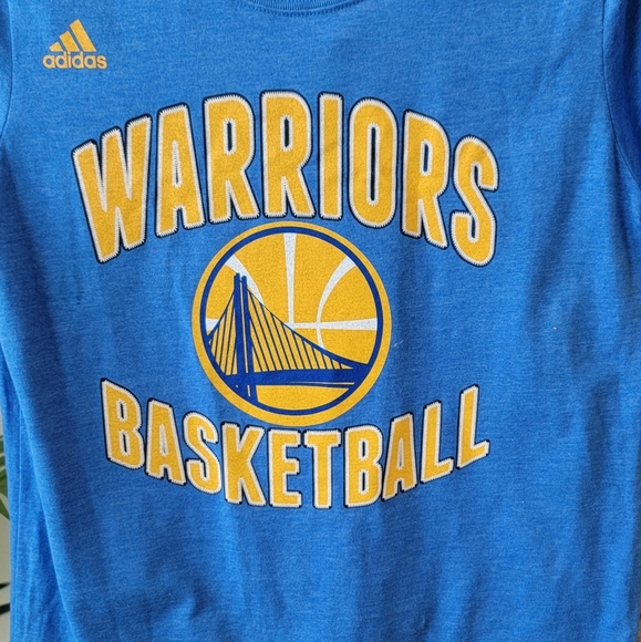 Adidas Blue and Yellow Golden State Warriors Basketball T-Shirt - Women's Large - Picture 3 of 4